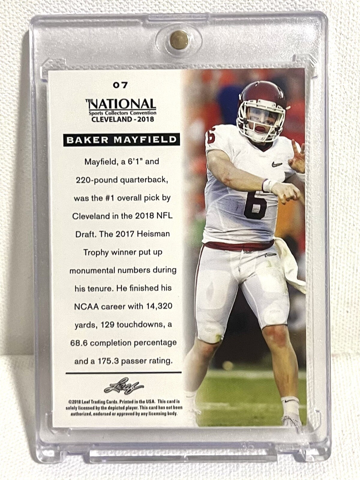 2018 Leaf The National 14/25 Purple Baker Mayfield Rookie