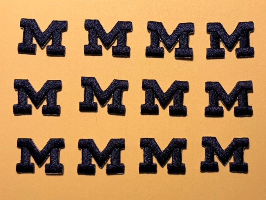 Michigan patches u of michigan wolverines patch 7/8″ wide block m patch 12 pcs.
