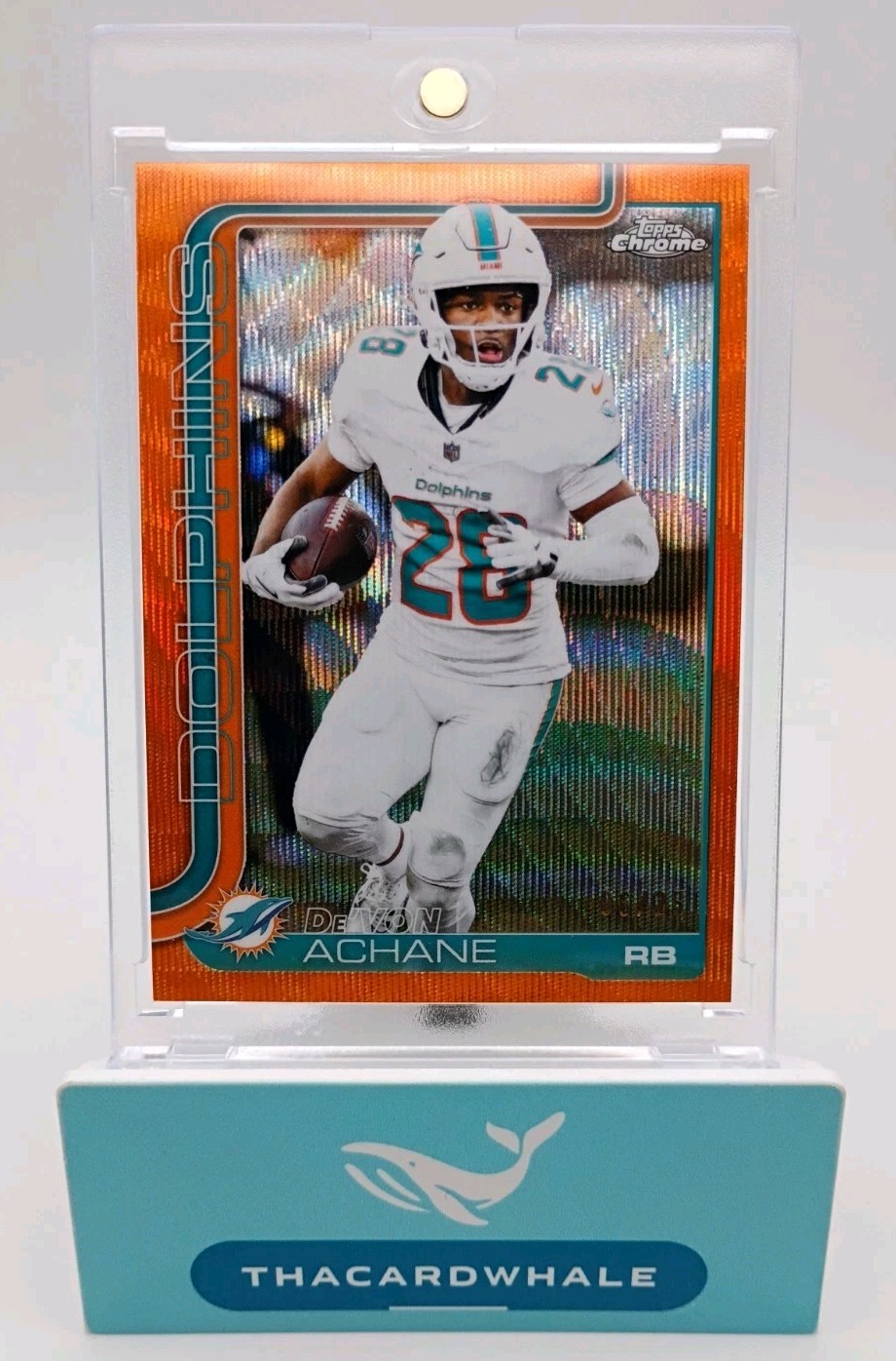 2025 Topps Chrome De’Von Achane Orange Wave Refractor /25 #188 COLOR MATCH
