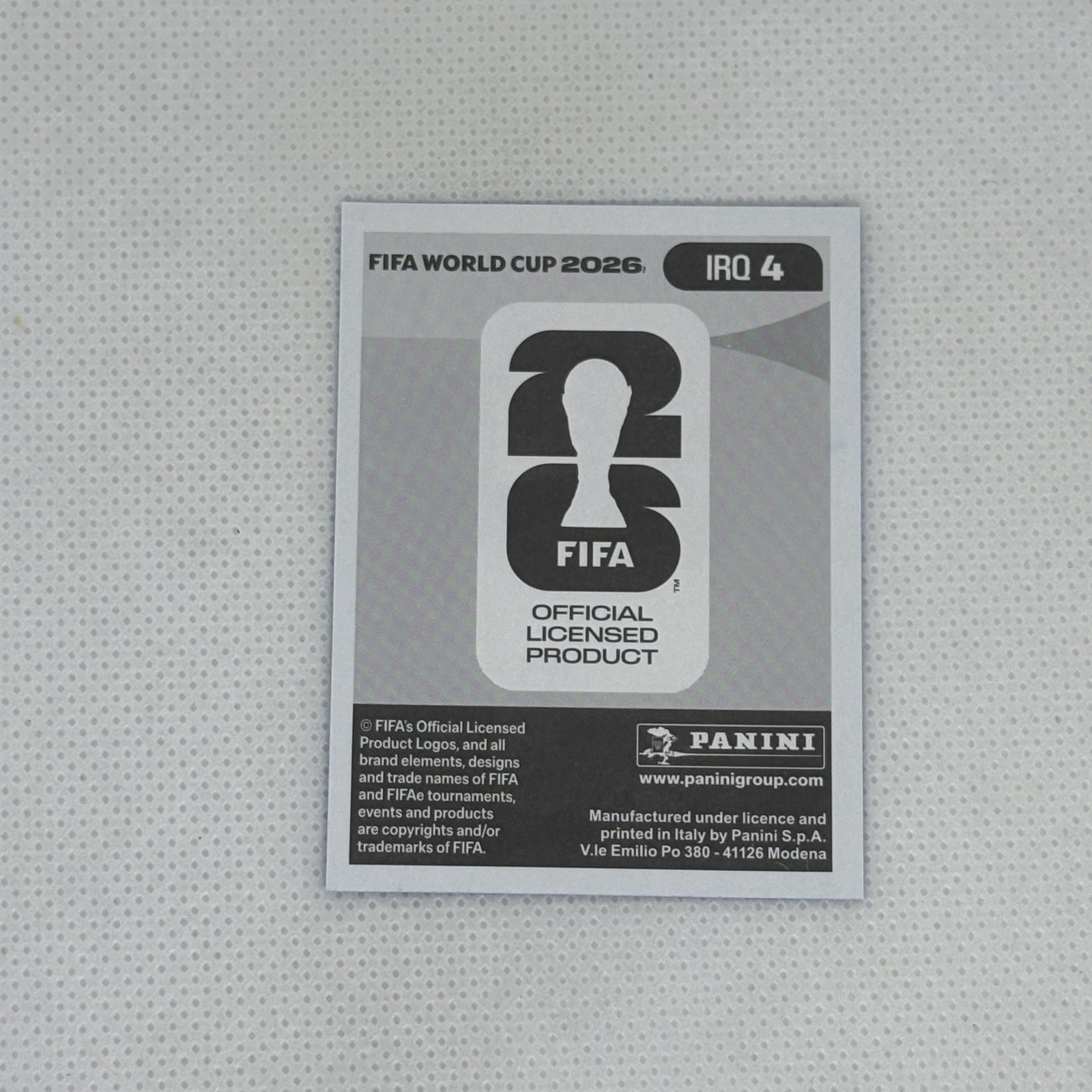2026 Panini FIFA World Cup | Hussein Ali Iraq IRQ 4 | Blue Sticker!