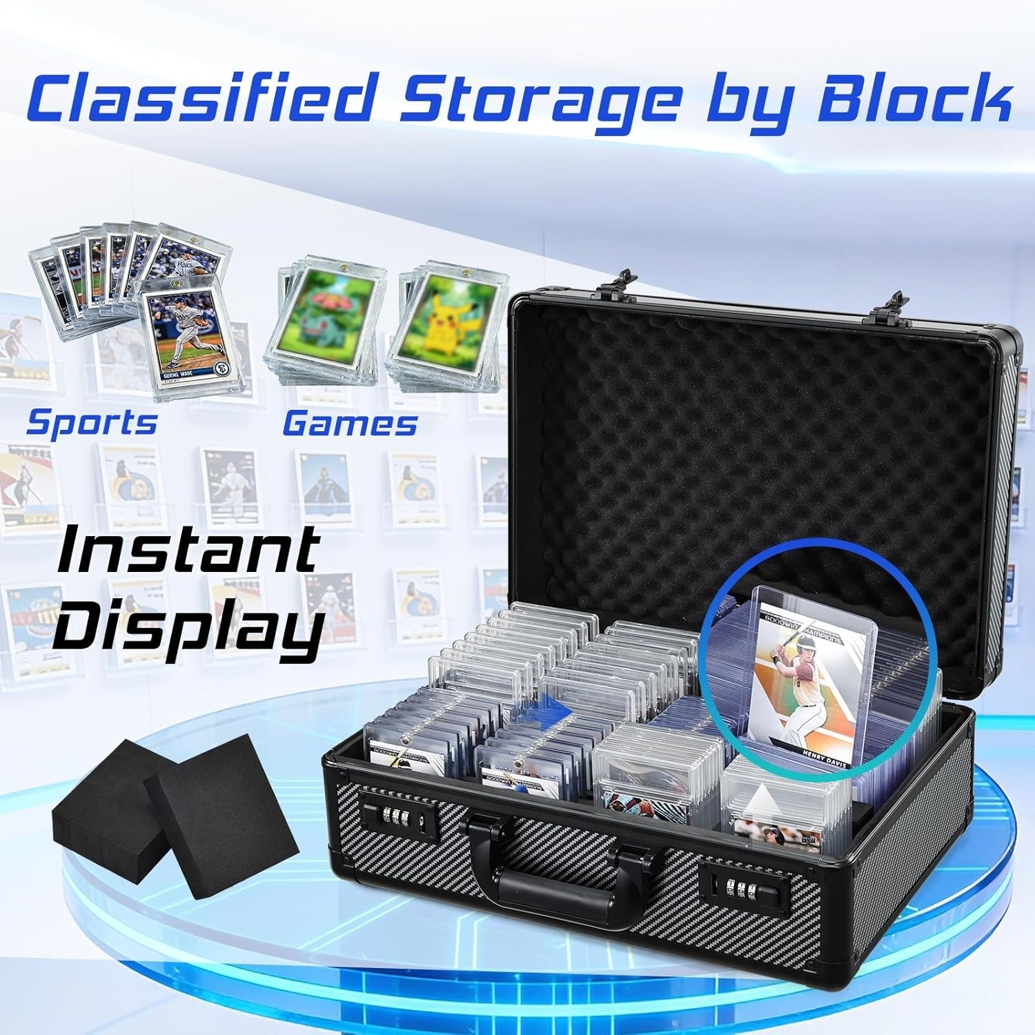 Graded Card Case with Individual Slots Storage Box, Trading Card Cases for Sport