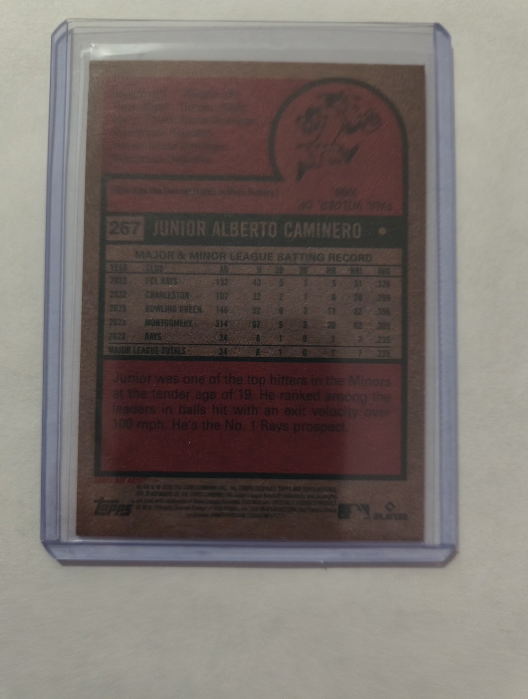 2024 Junior Caminero Topps Heritage Baseball 267 Tampa Bay Rays Rookie Card RC