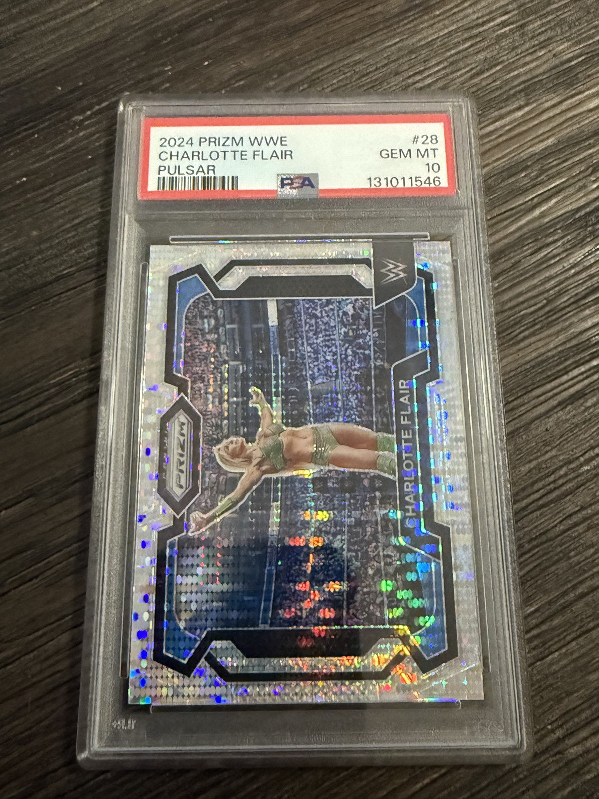 2024 Panini Prizm WWE – Charlotte #28 Pulsar Prizm /499 PSA Gem Mint 10