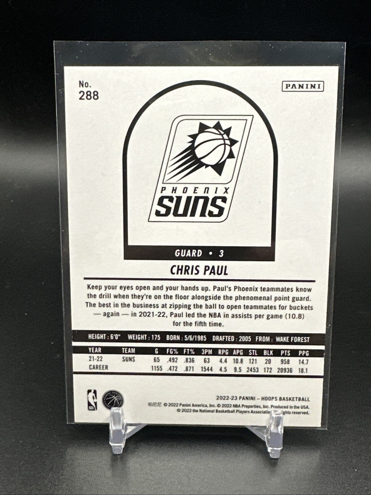 2022-23 Panini NBA Hoops CHRIS PAUL #288 HOOPS TRIBUTE Phoenix Suns