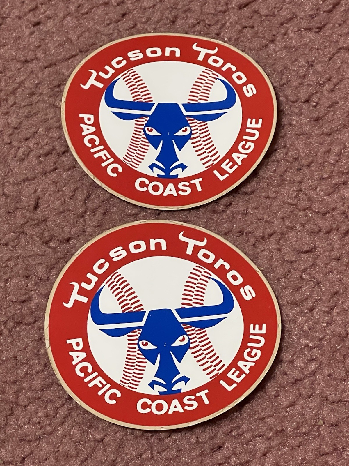 Set of 4 Vintage 3 1/2 ” Tucson Toros Minor League Baseball Peel Back Decals