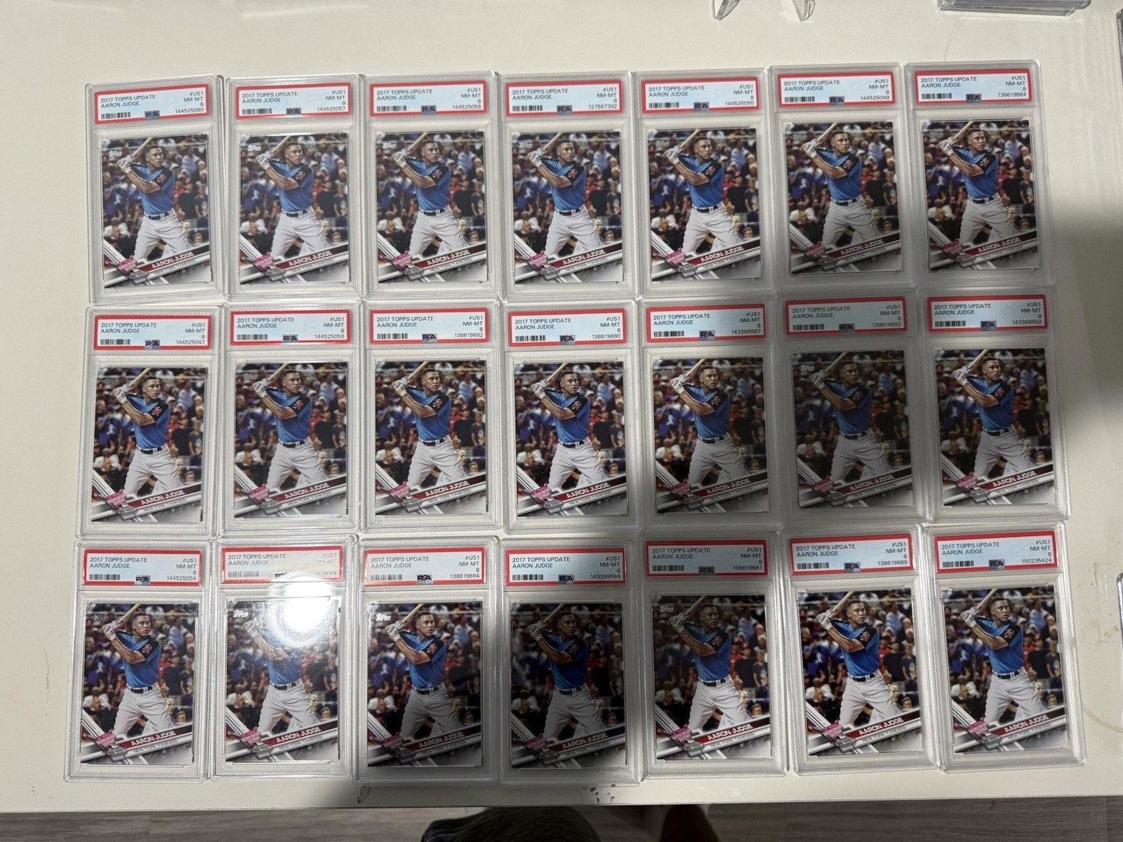 Aaron Judge Rookie Card 2017 Topps Update #US1 PSA 8 LOT of 21X