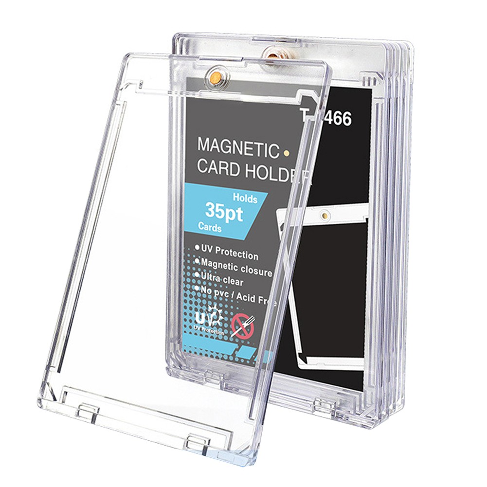 35/75/100/130/180pt Slim Acrylic One-Touch Magnetic Card Holders Protector Case