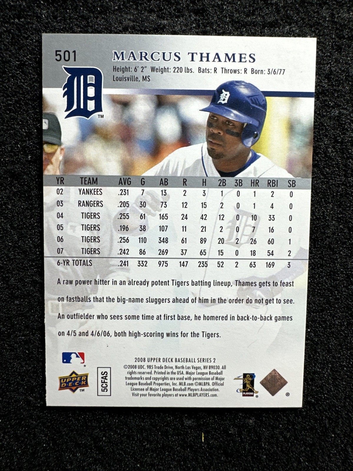 MARCUS THAMES 2008 Upper Deck #501 Detroit Tigers (Buy 10 get 10 Free)