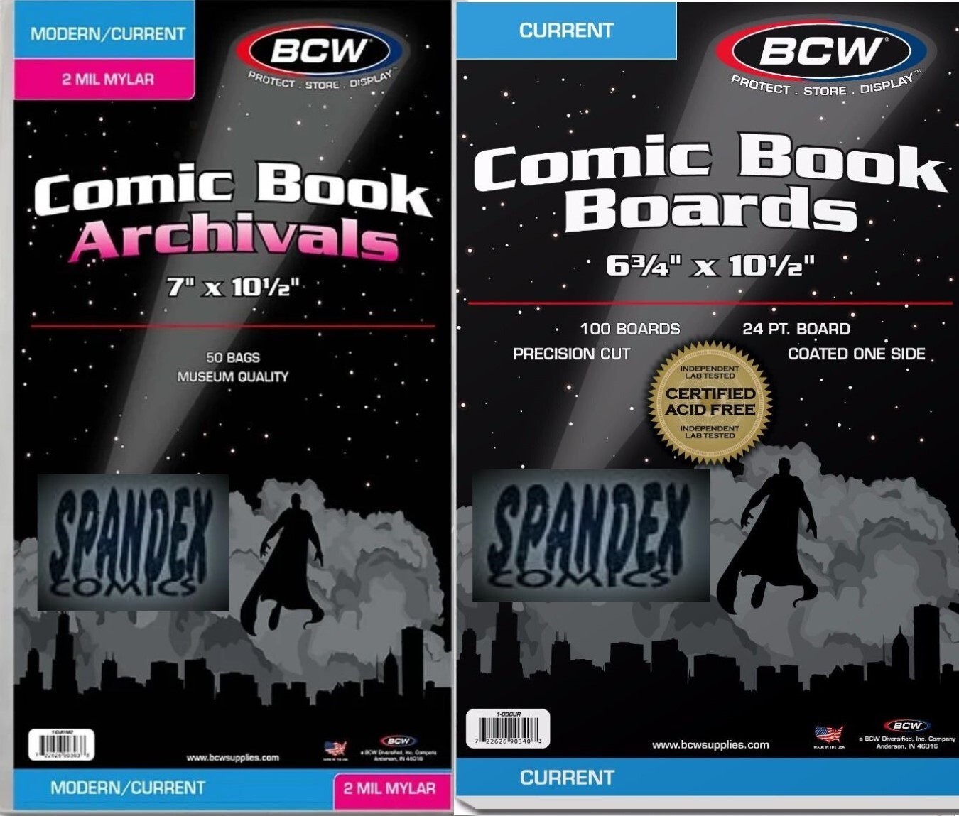 100 BCW Current Modern 2-Mil Mylar Archival’s Comic Bags +100 BCW Current Boards