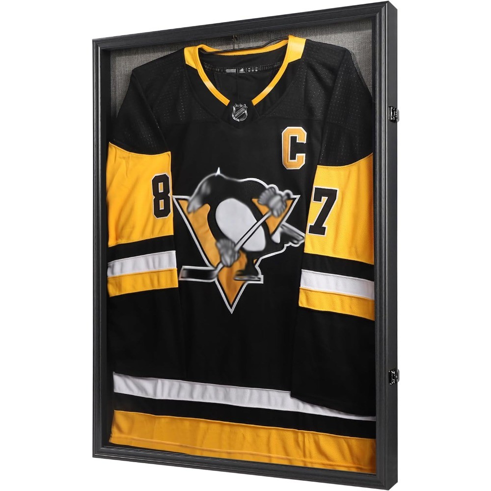 Jersey Frame Display Case Lockable Shadow Box UV Protection Acrylic Black