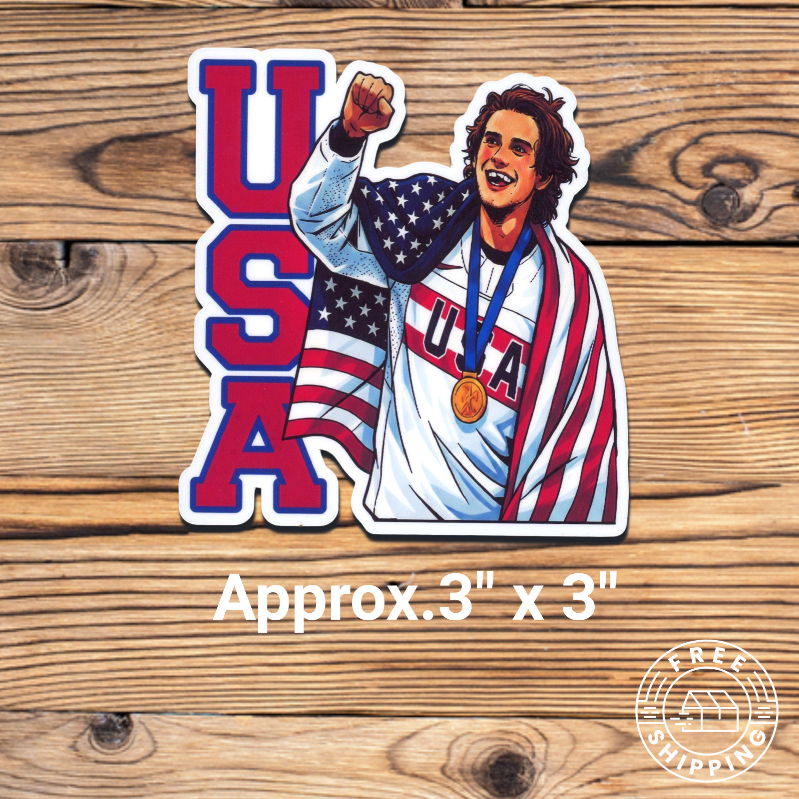 US Olympic Hockey Team Jack Hughes Gold Medal Winner USA Sticker
