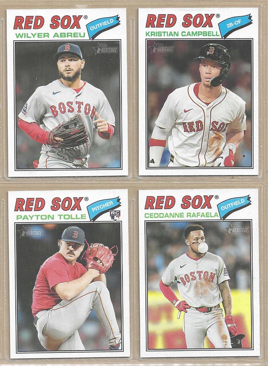 2026 Topps Heritage BOSTON RED SOX Base Team Set of (10) Roman Anthony Abreu