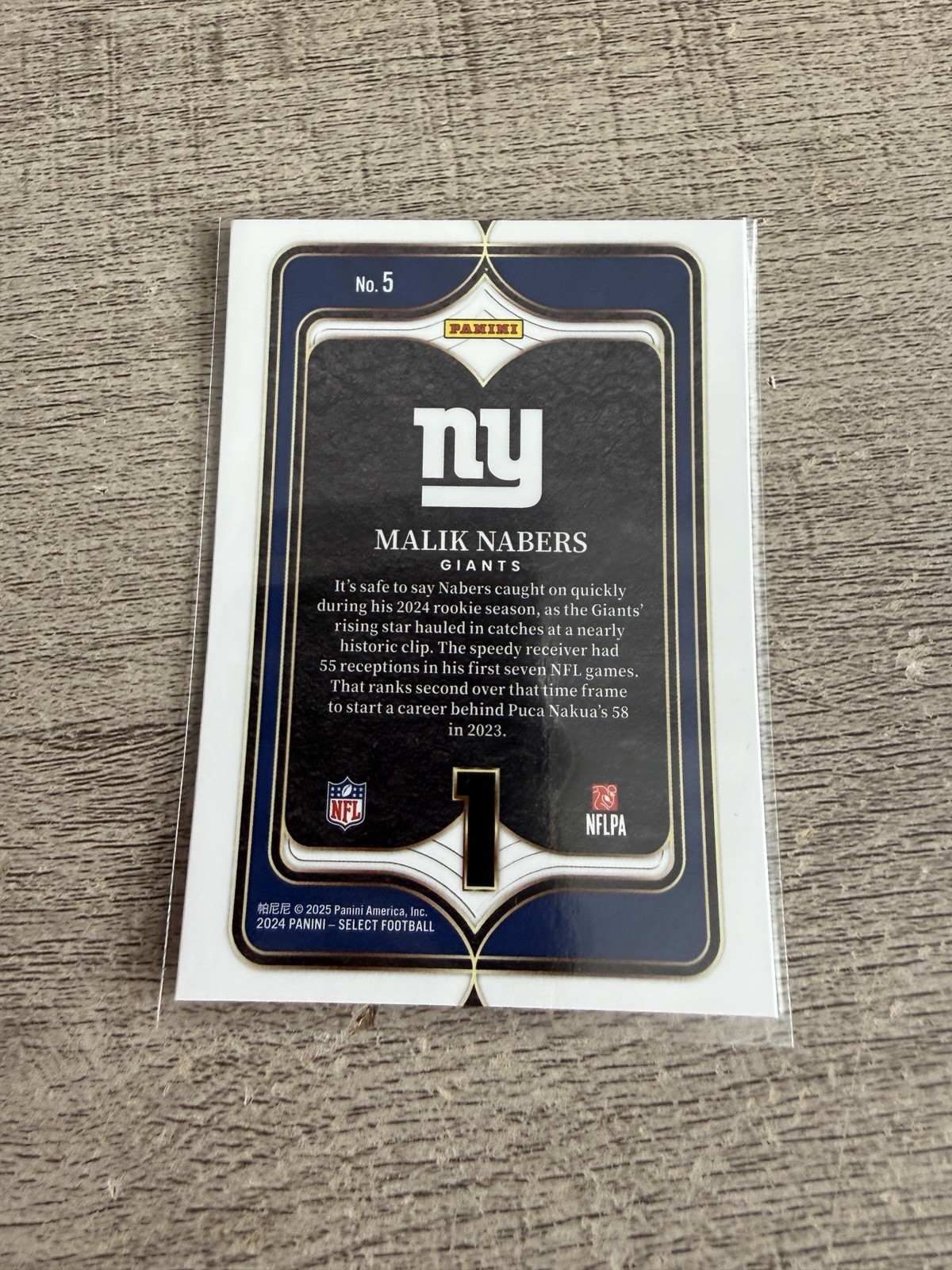 2024 Panini Select Select Numbers Malik Nabers #5 Rookie RC
