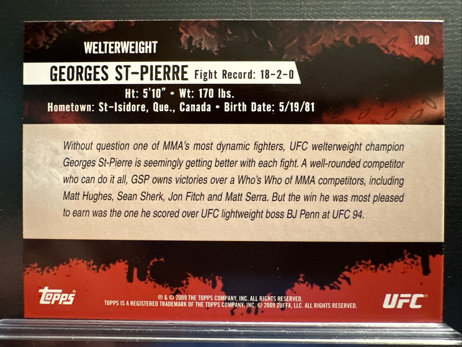 2009 Topps UFC Round 2 – Georges St-Pierre #100 (RC)