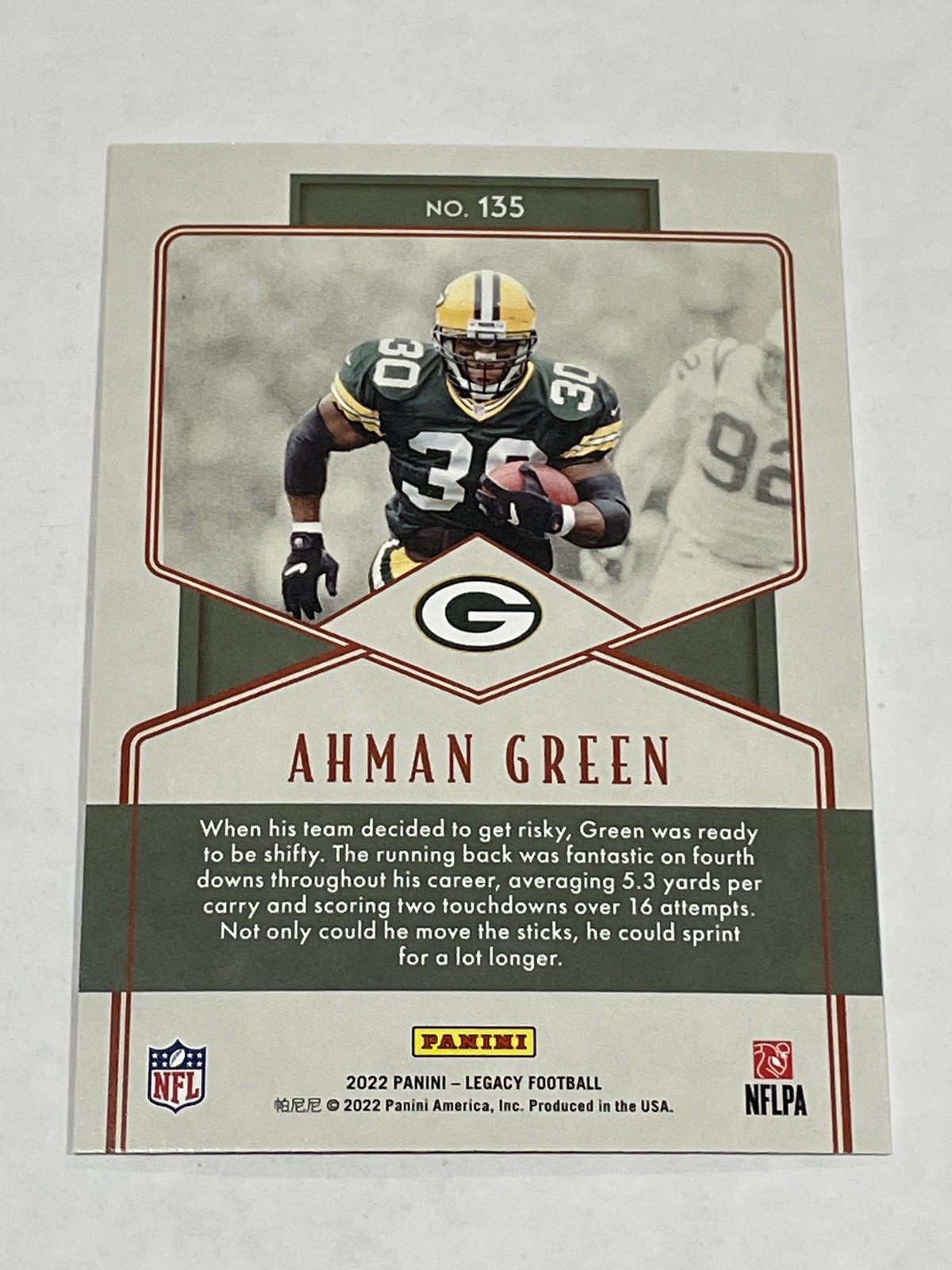 2022 Panini Legacy Football #135 – Ahman Green – Green Bay Packers