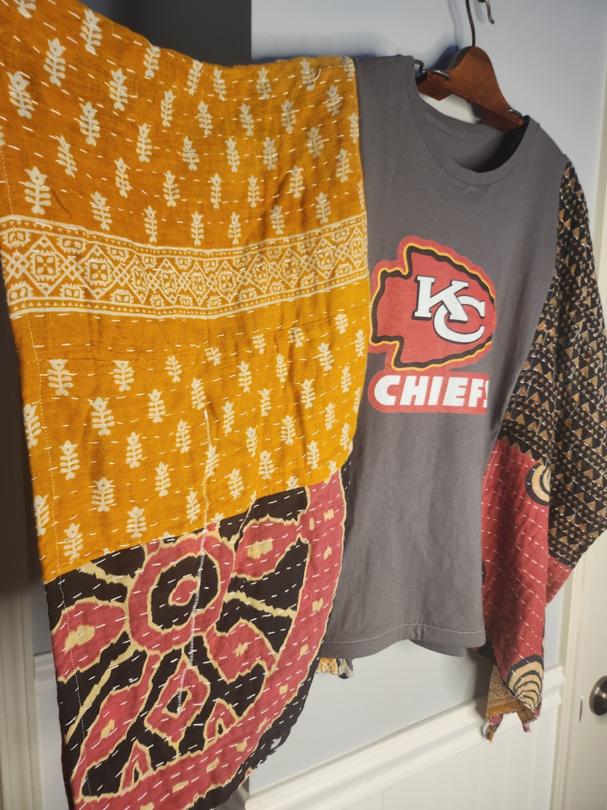 Upcycled Kansas City Chiefs Tee Poncho One Size Fits Most