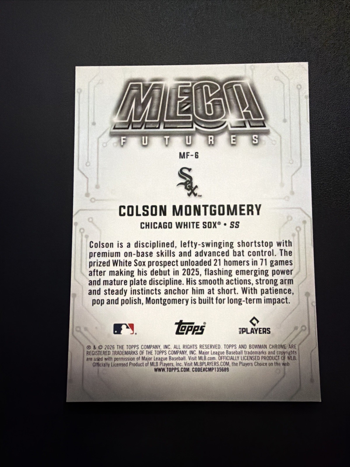 2026 Bowman Mega Box Colson Montgomery RC Mega Futures Case Hit SP MF-6