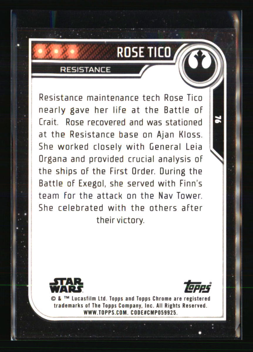 Rose Tico Topps 2023 Chrome Star Wars Resistance #76 Other Card