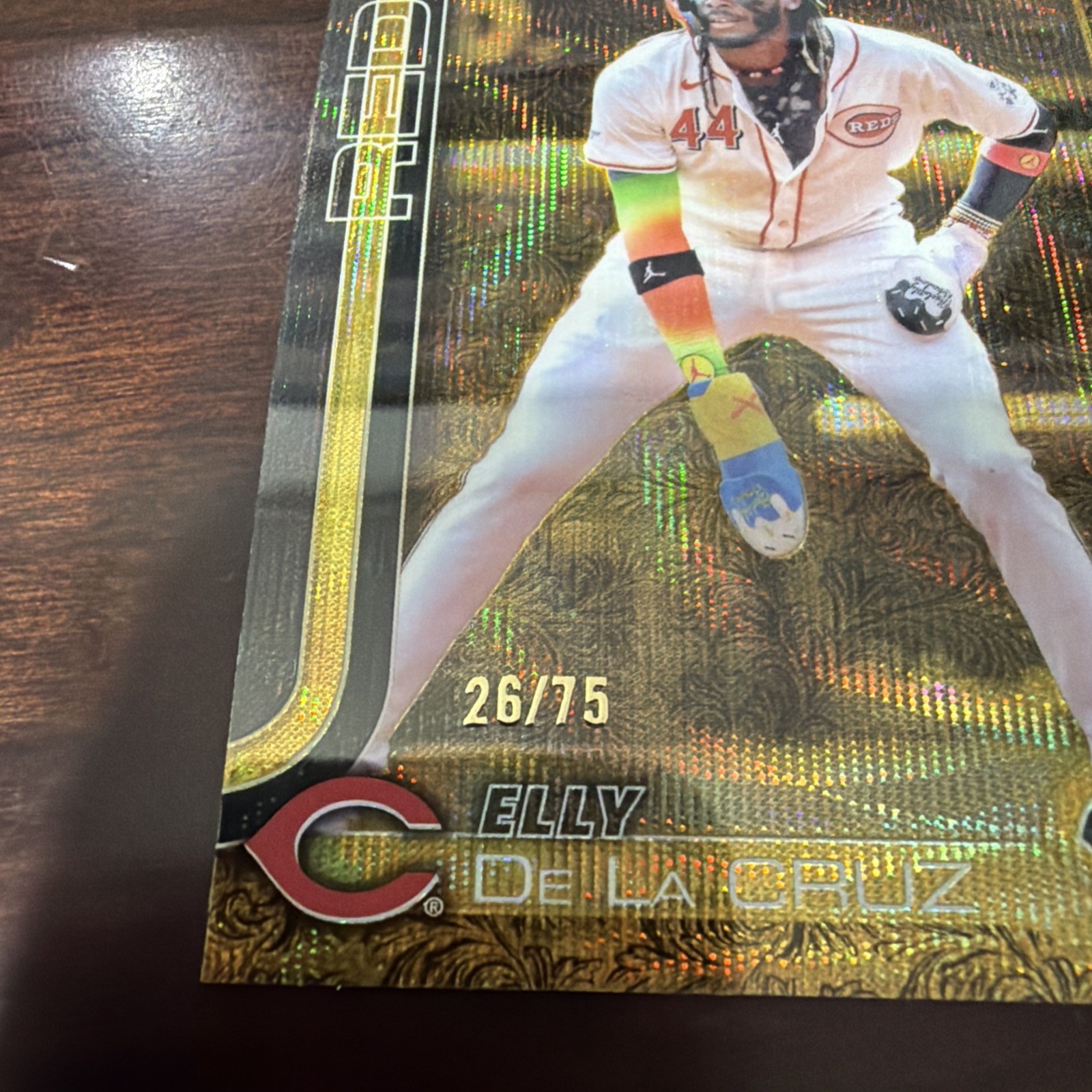 2025 Topps Gilded Collection #120 Elly De La Cruz Gold Wave Refractor /75 Reds