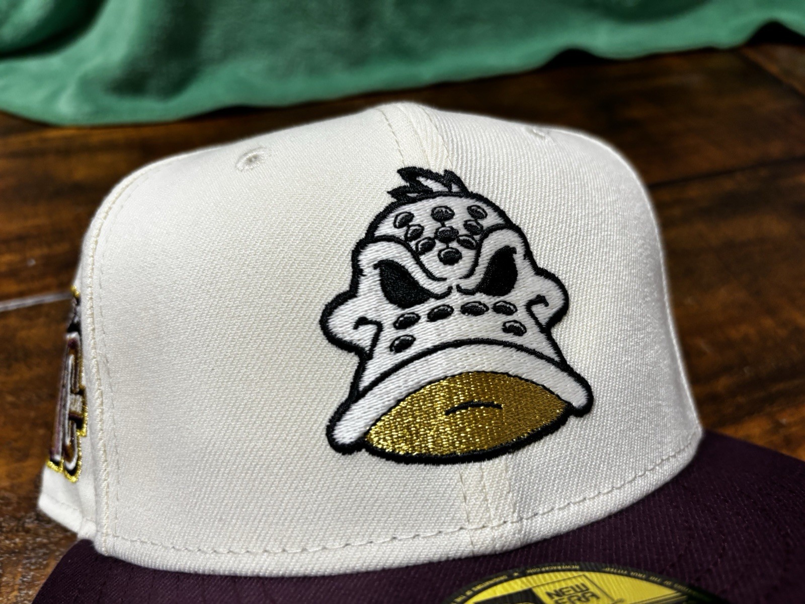 Anaheim Mighty Ducks Off White Plum New Era Fitted 7 3/4 Green Glow In The Dark
