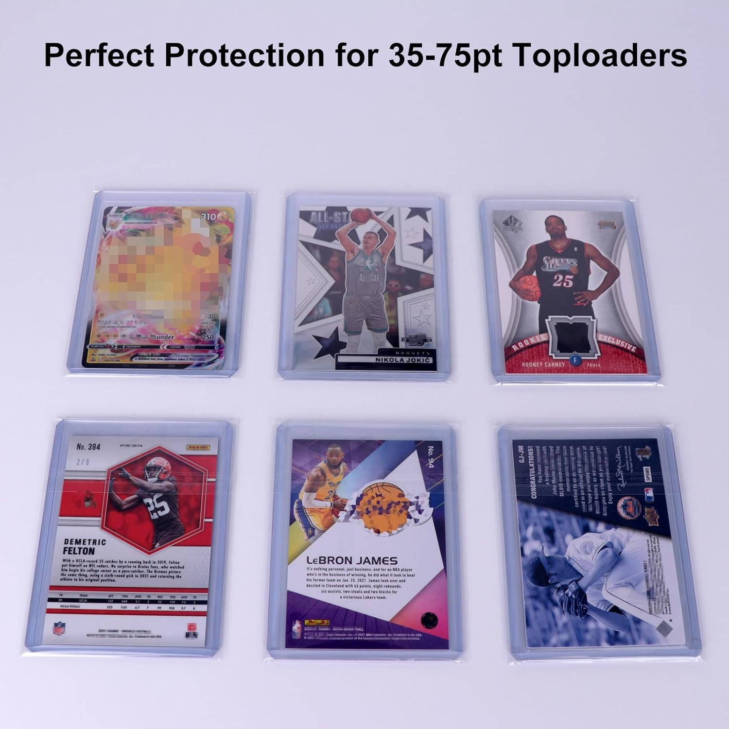Toploader Sleeves – Resealable Team Bags for 35-75PT Top Loader Cards (500Pcs)
