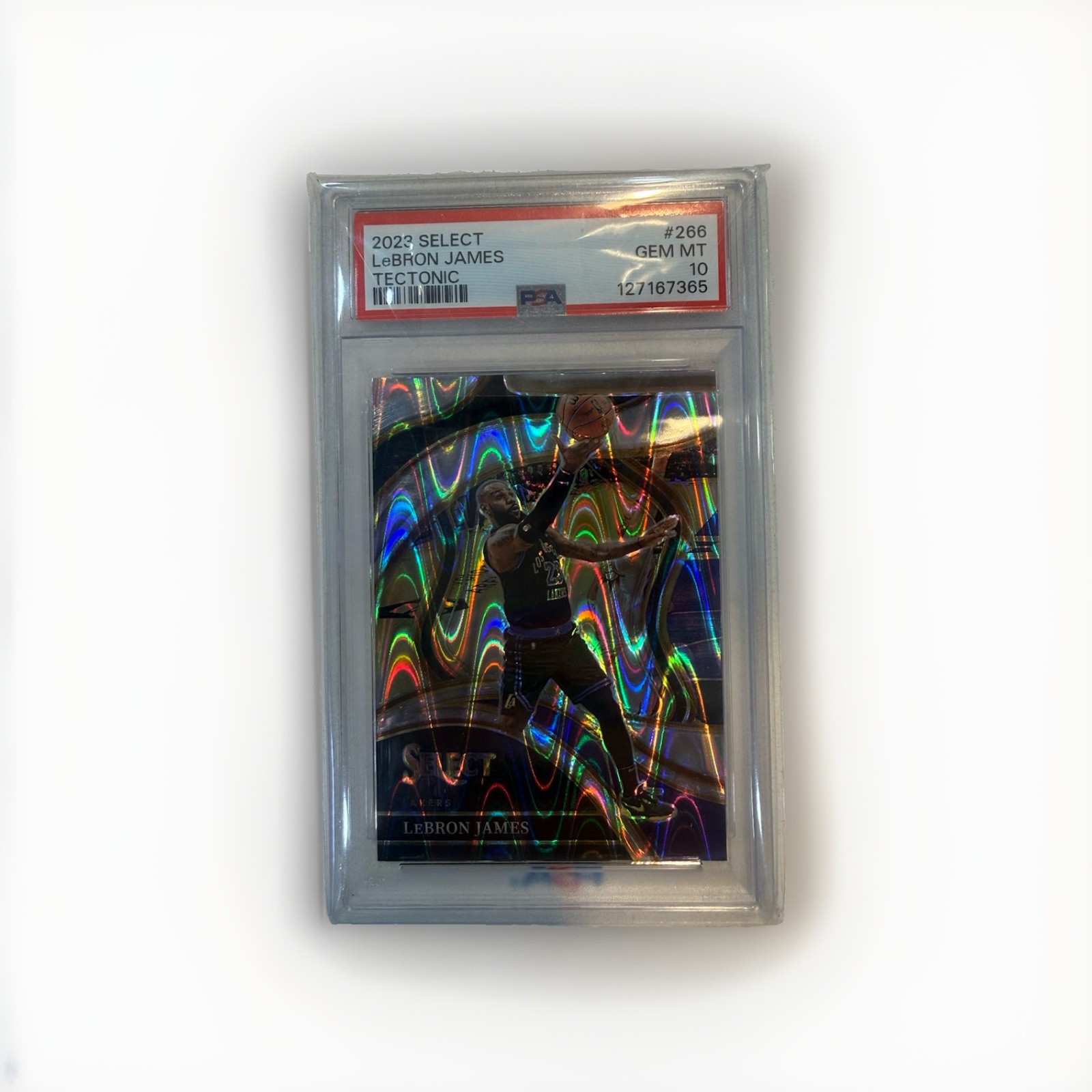 2023-24 Panini Select LeBron James Courtside Tectonic Prizm #266 PSA 10