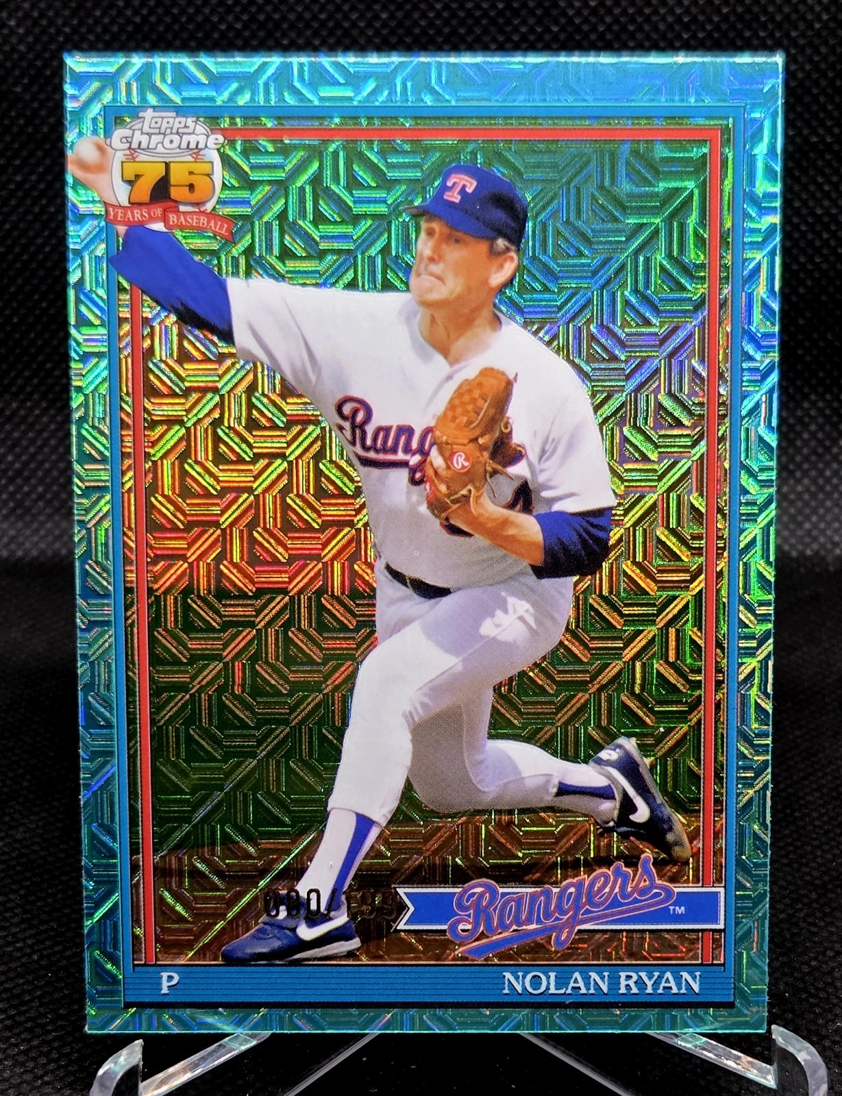 2026 Topps Nolan Ryan 1991 Topps Silver Pack Aqua Refractor /199 Rangers #91C-14
