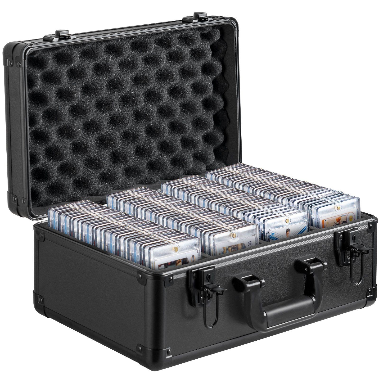 Graded Card Storage Box, 4 Slot Sports Card Holder Case with Carrying Handle