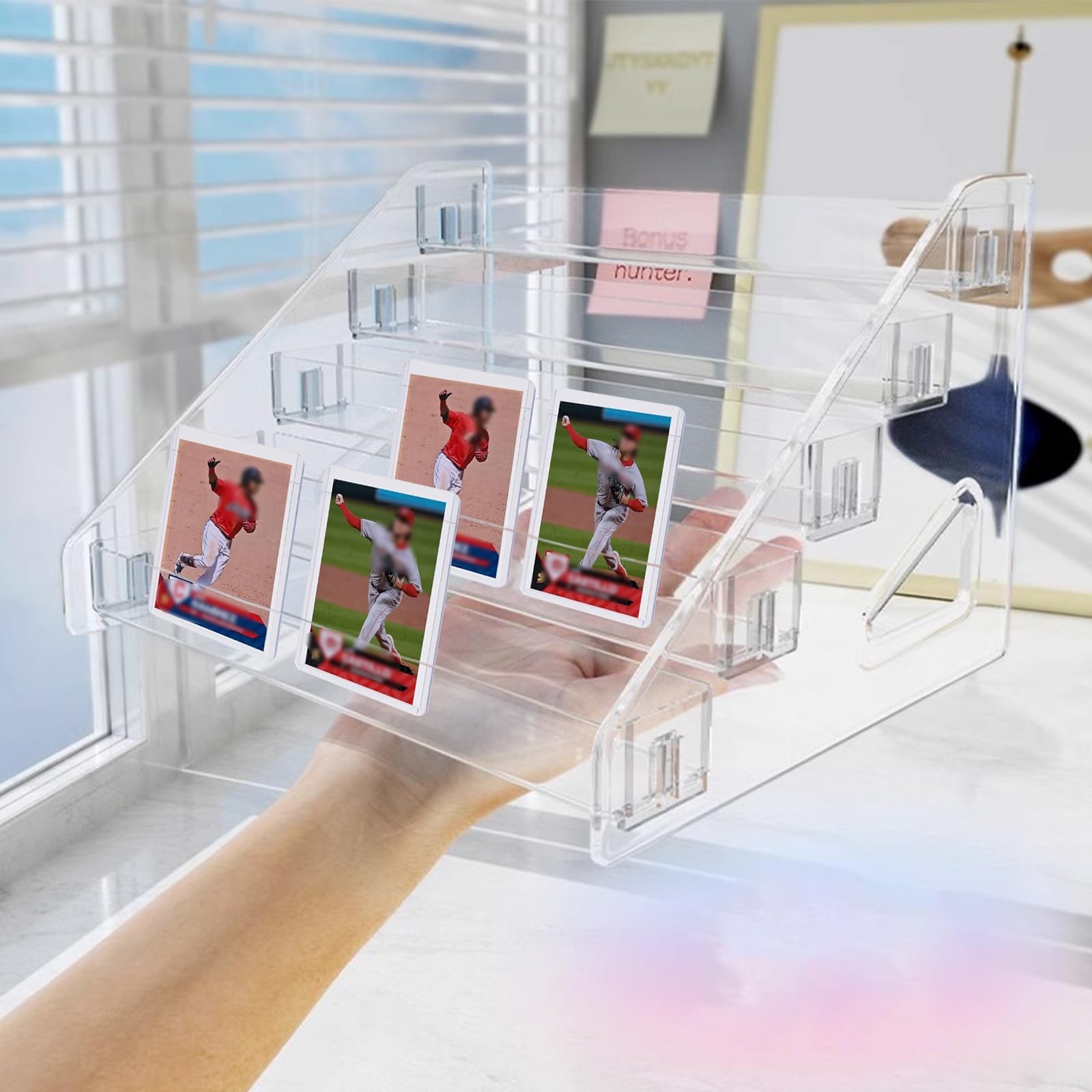 5-Tiered Trading Card Display Holder, Clear Plastic Tabletop Display Rack for…
