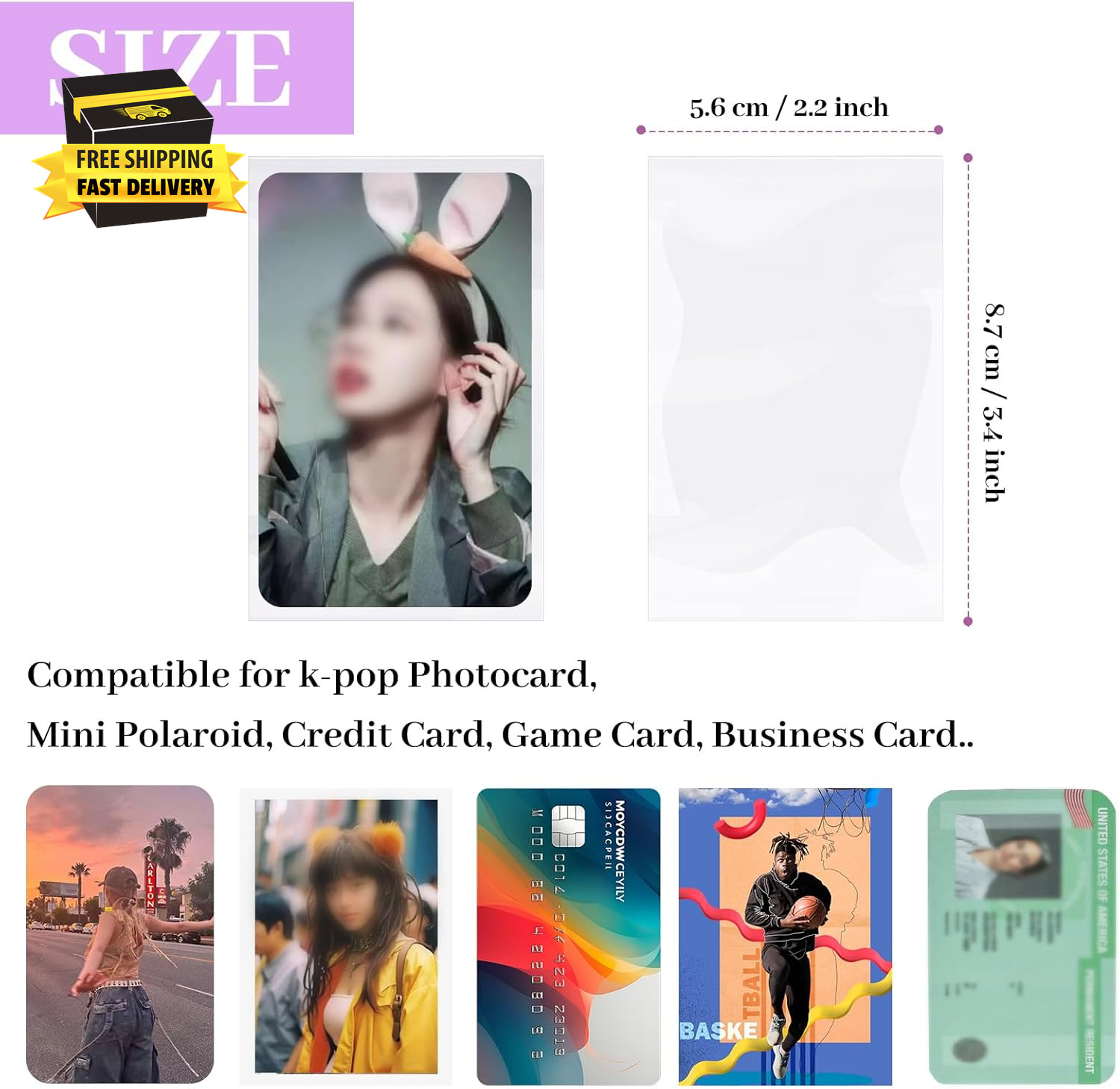 100 Pcs Photocard Sleeves, 57X88Mm Ultra Clear and Thick Sleeves Idol Photo Card