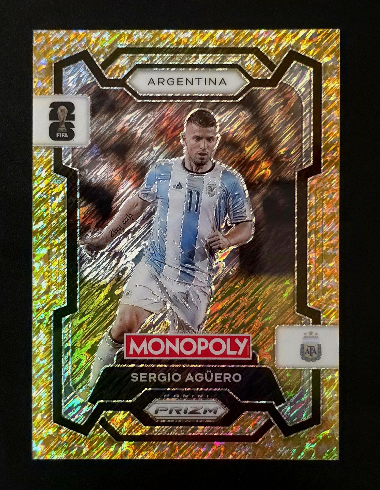 2026 Panini Prizm Monopoly FIFA World Cup Sergio Aguero Gold Shimmer /500