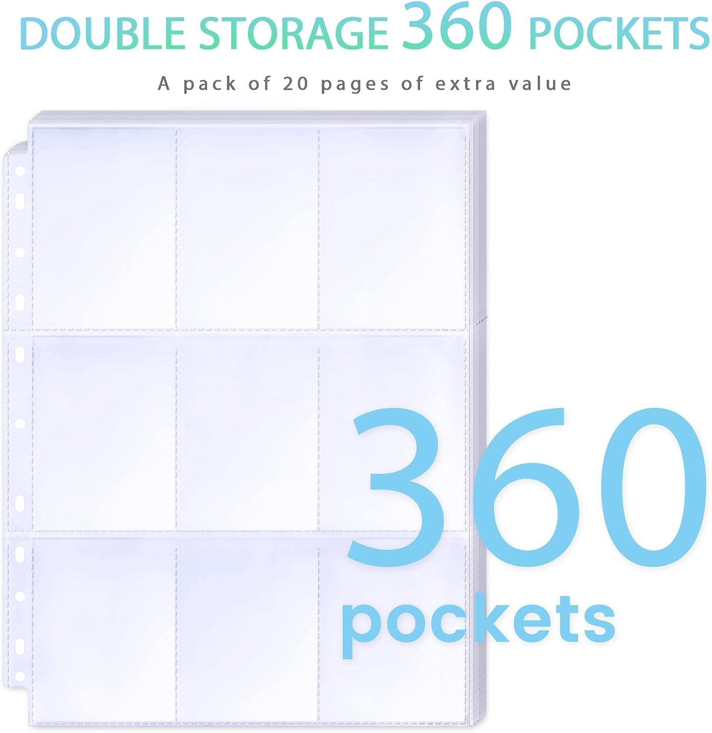 36-pack Trading Card Sleeve Pages 9-pocket Binder Sheets for Sports Game Cards