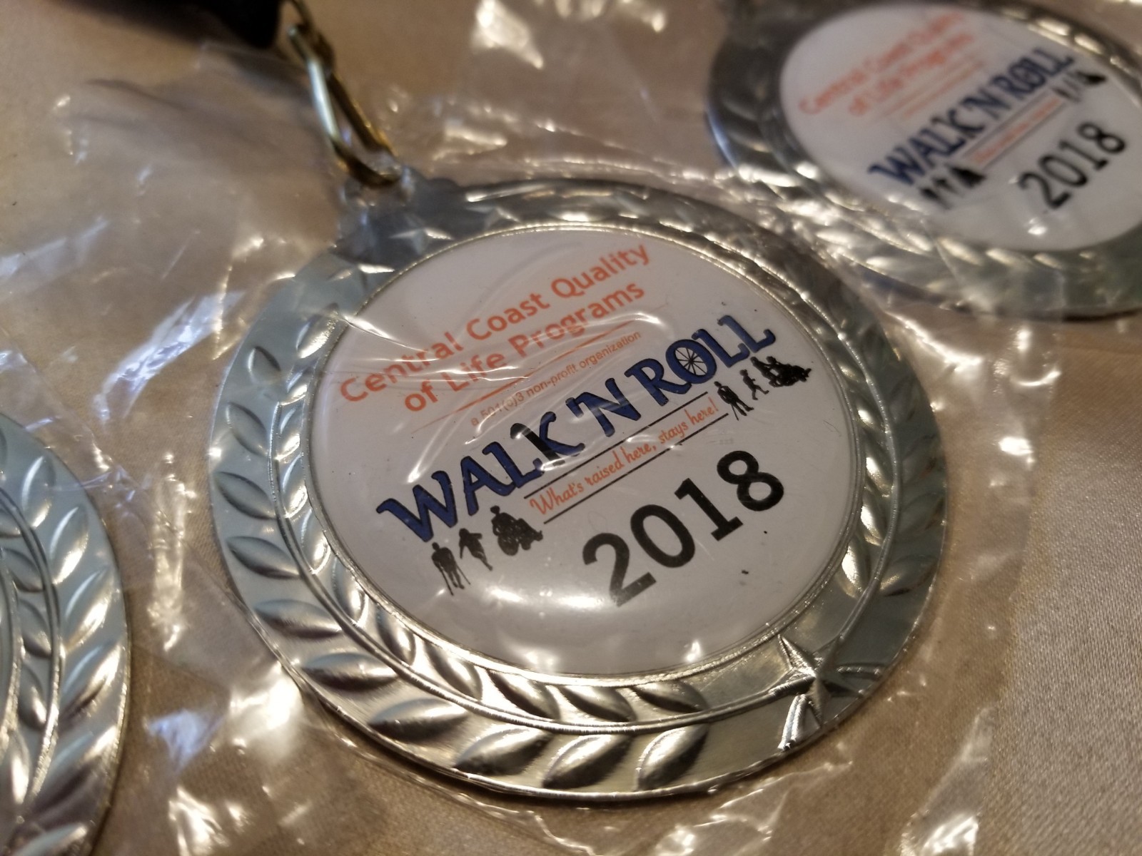 Lot of 3 Walk N Roll 2018 Central Coast Quality Of Life Medals & Ribbons R