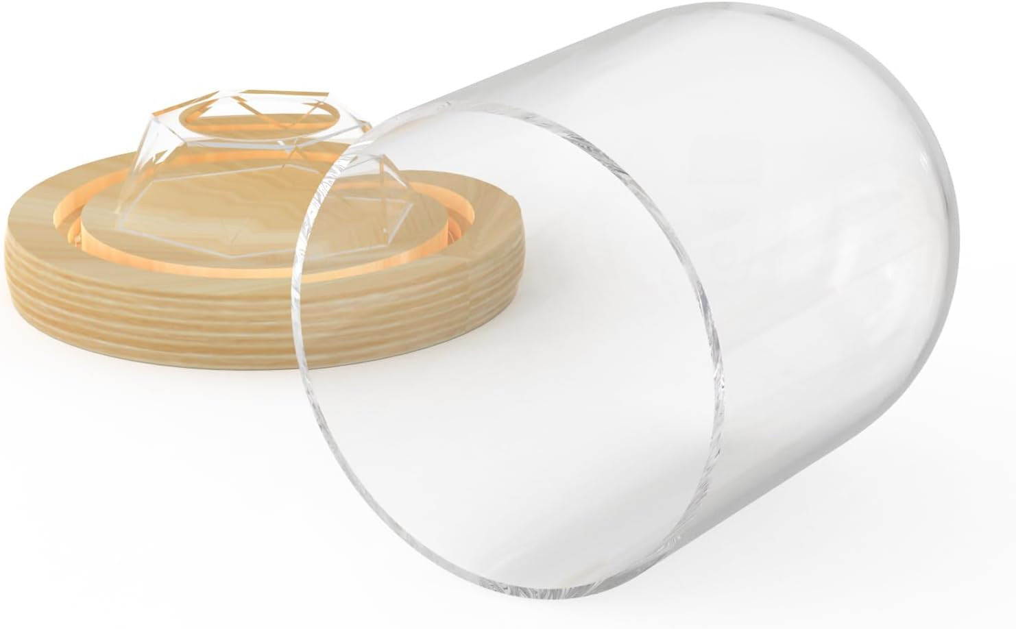 Baseball Display Case with LED Light Base, Glass Dome Cloche Baseball Holder for