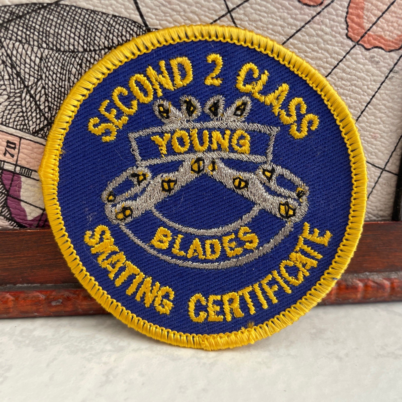Vintage Patch Young Blades Ice Skating Certificate Second 2 Class Award Badge