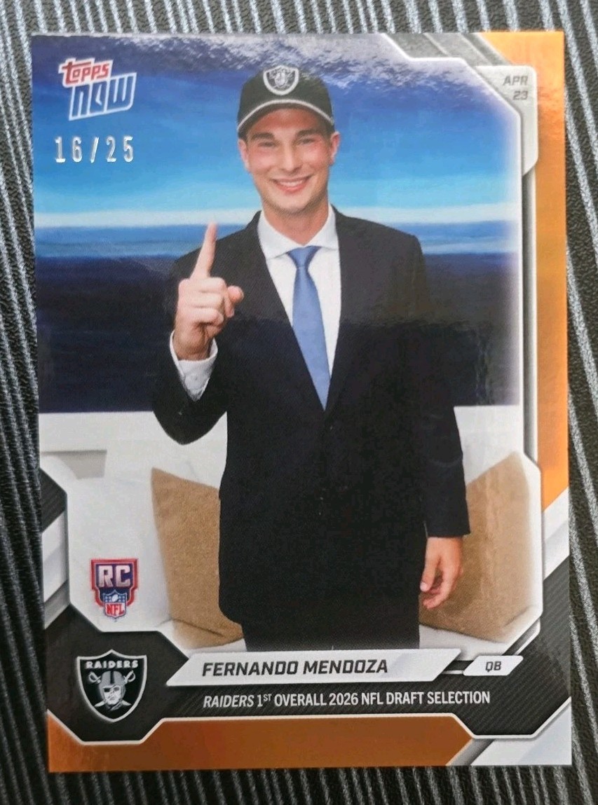 Topps 2026 Now Fernando Mendoza Raiders NFL Draft Rookie Orange /25 FMEN
