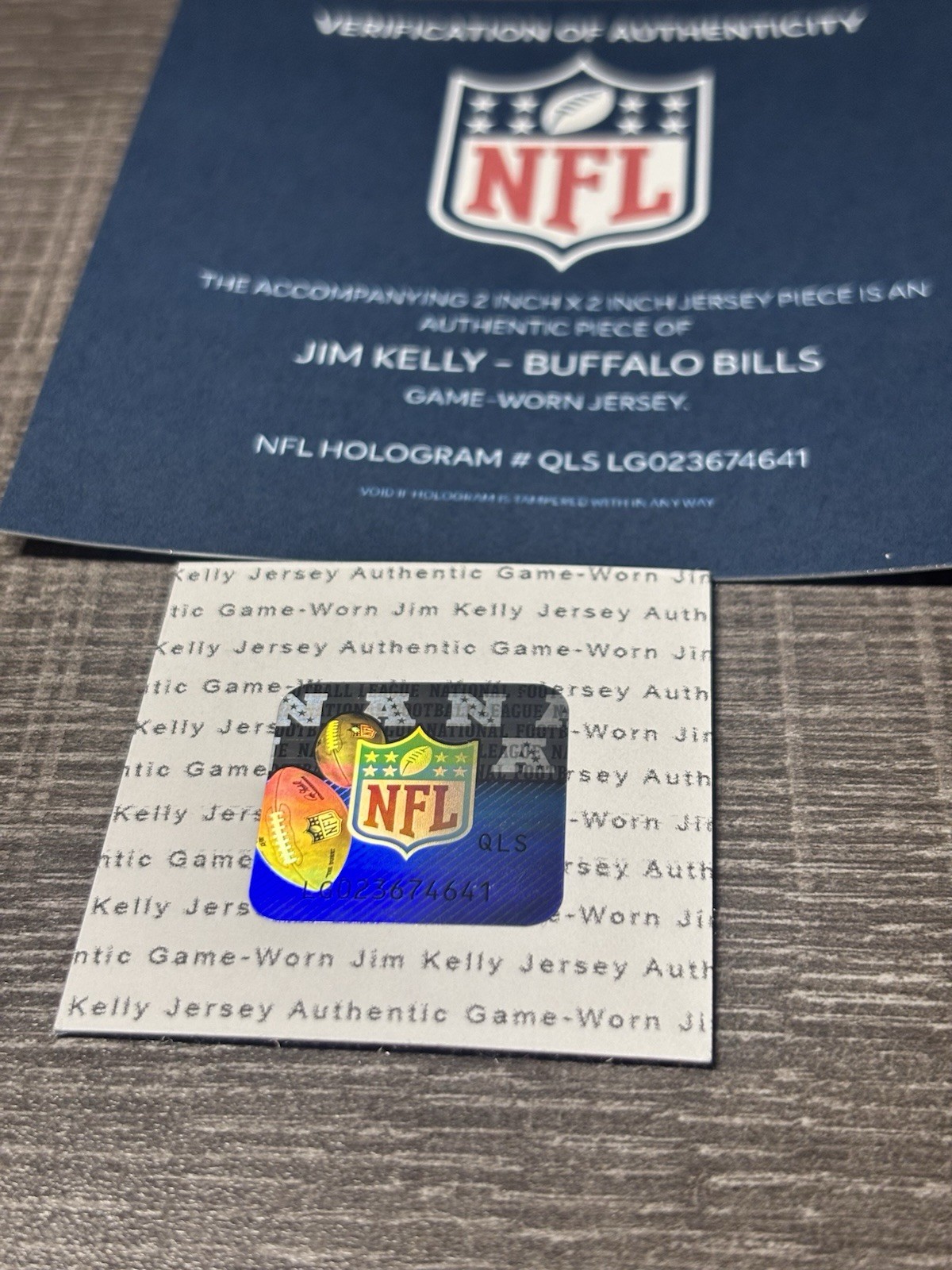 JIM KELLY GAME USED WORN PATCH NFL COA HOLOGRAM BUFFALO BILLS HOF FANATICS FEST