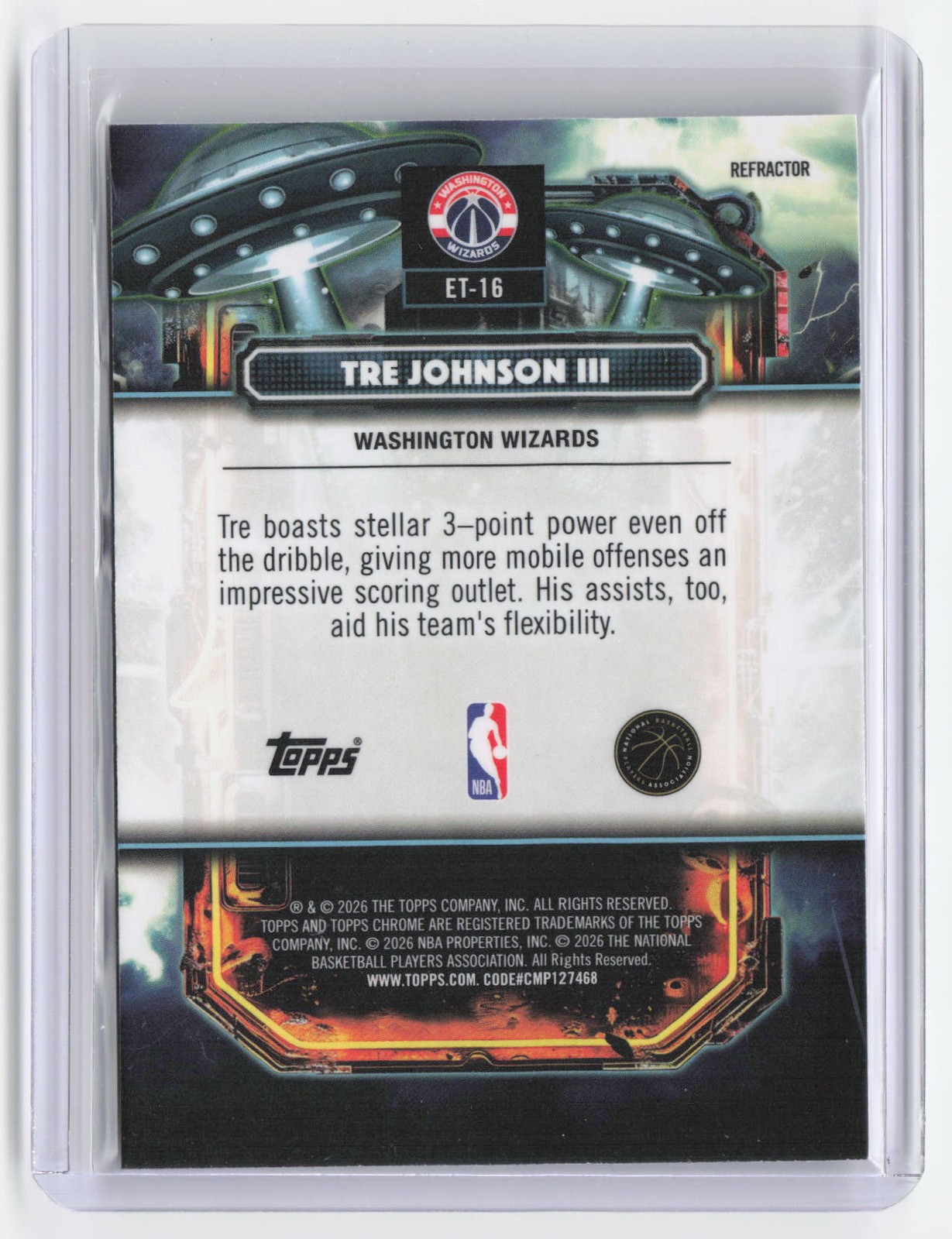 25-26 Topps Chrome Cosmic Tre Johnson III Extraterrestrial Talent Refractor