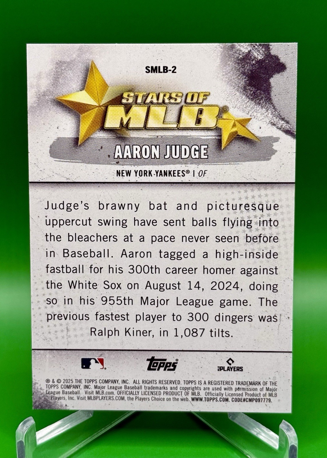 2025 Topps Series 1 Stars of MLB Aaron Judge #SMLB-2 New York Yankees MLB AL MVP