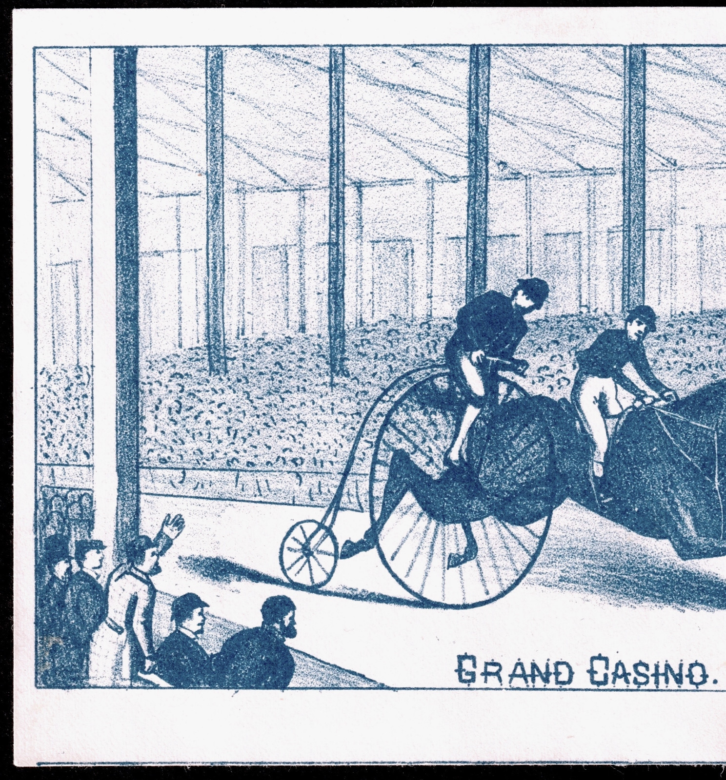 1882 Horse vs Bicycle Race Boston Grand Casino Track Charles LeRoy Ad Trade Card