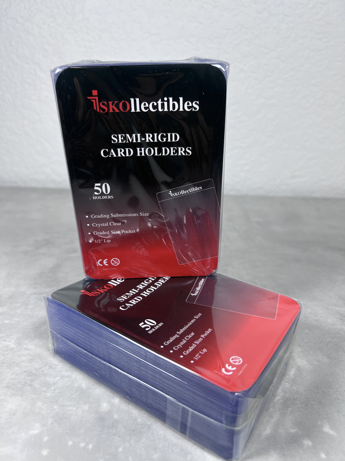 SEMI RIGID CARD HOLDER GRADING SUBMISSION SIZE 1/2 Lip,50, 100, 200, 300,400,500