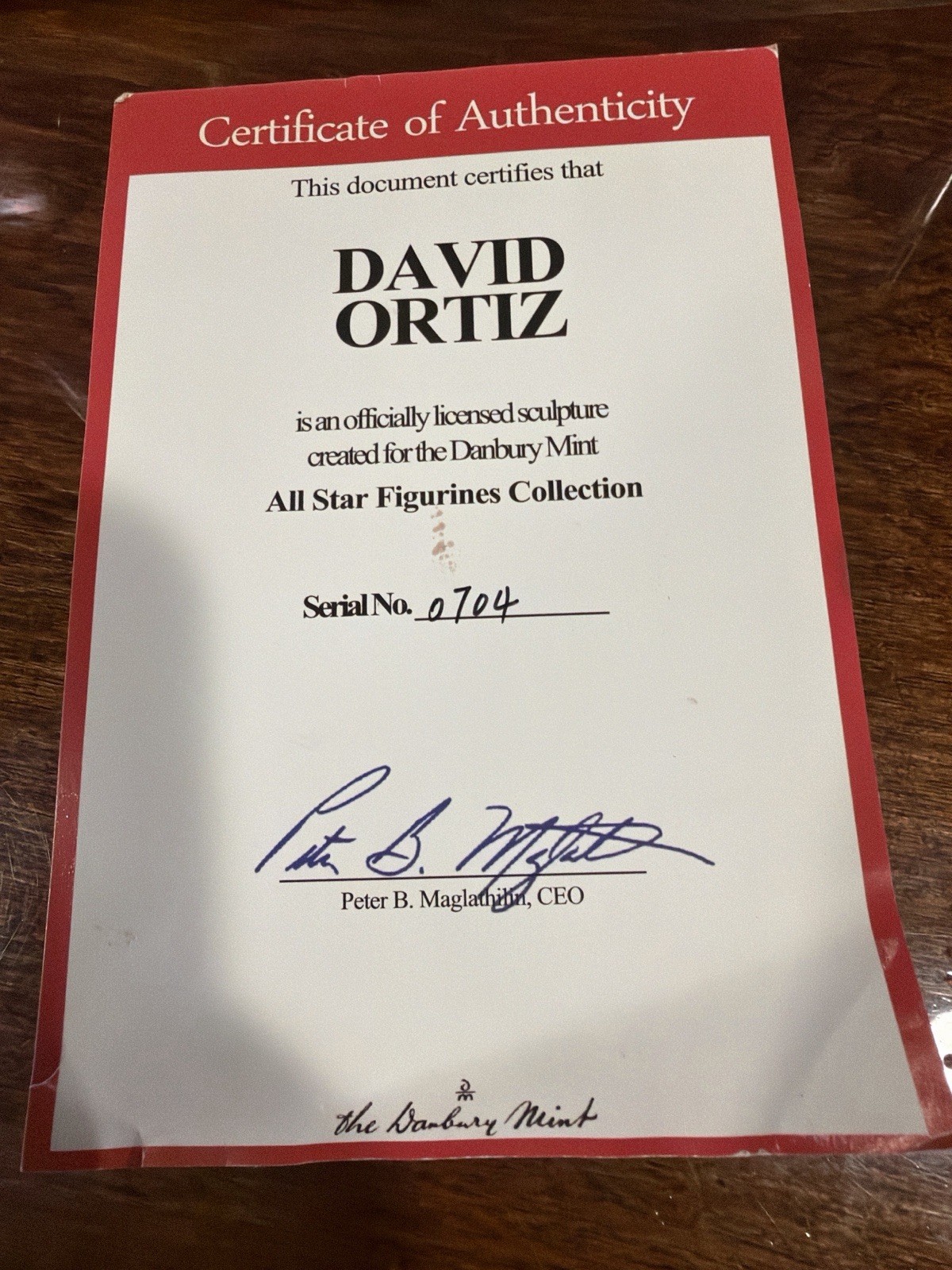 Danbury Mint David Ortiz Big Papi Figurine Statue Red Sox Display Case COA MVP