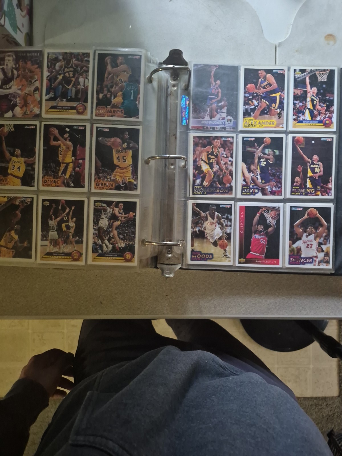 1991-95 football and basketball binder full of cards, front and back 500+ cards