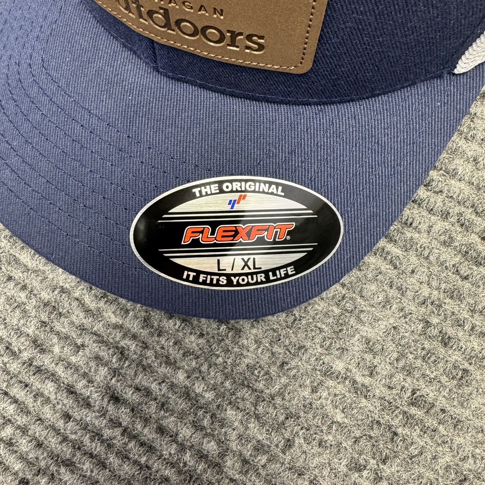 Matt Hagan Outdoors Hunting Leather Patch Drag Racing Flex Fit L/XL Hat NHRA NEW