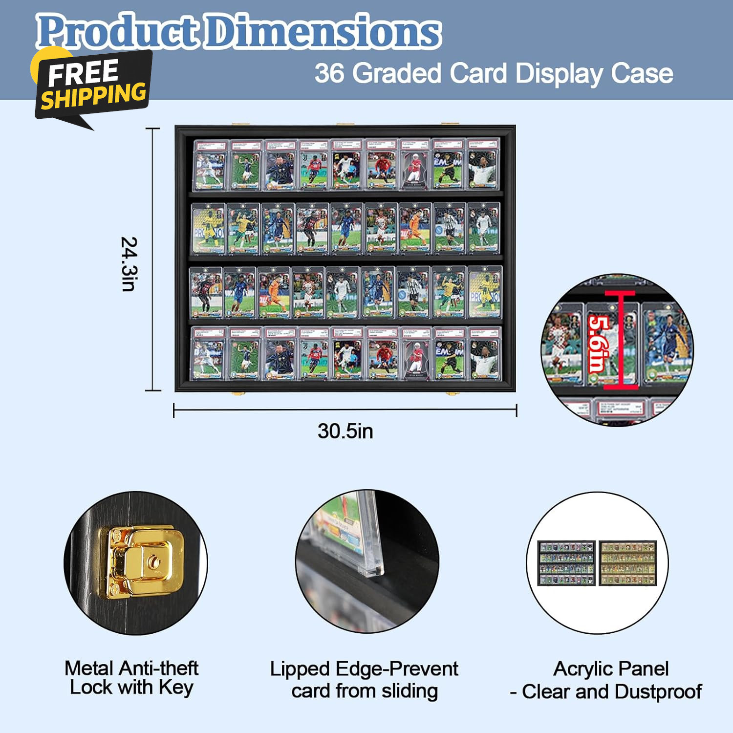 Graded Sports Card Display Case Lockable,Trading Card Wall Display Holder
