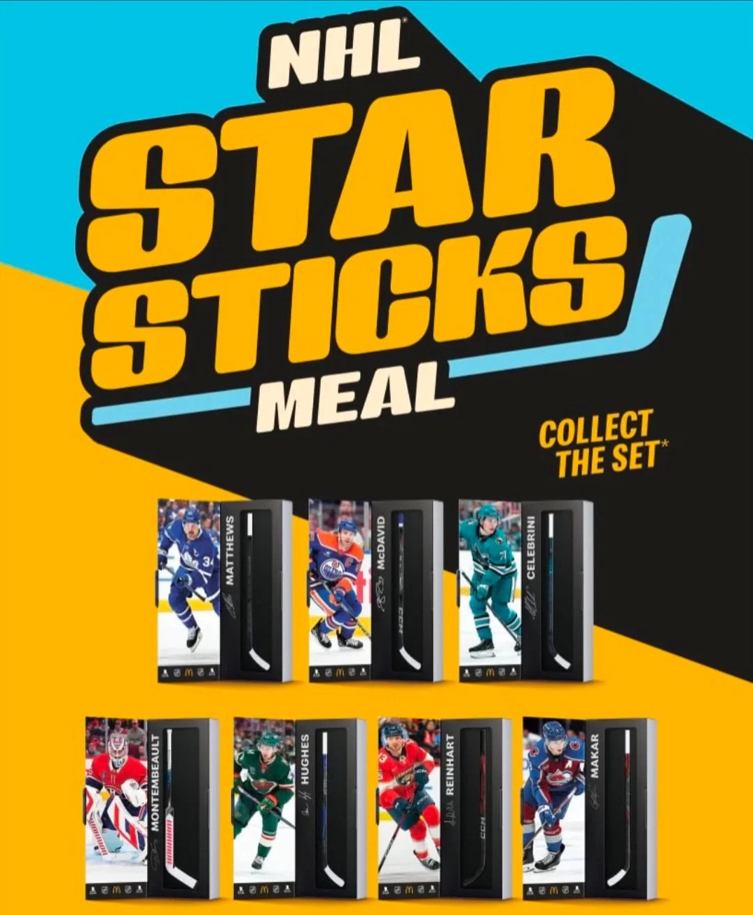 McDonald’s NHL Star Sticks 2026 Canada Exclusive **Full Set Of 7** & stand