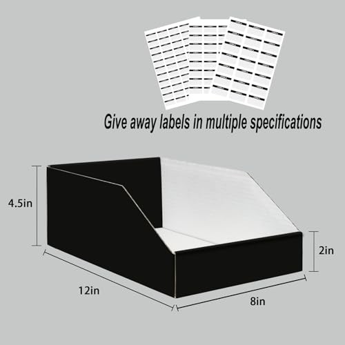35 Pack Heavy-Duty Cardboard Storage Bins with Label Parts 12x8x4.5 in Black