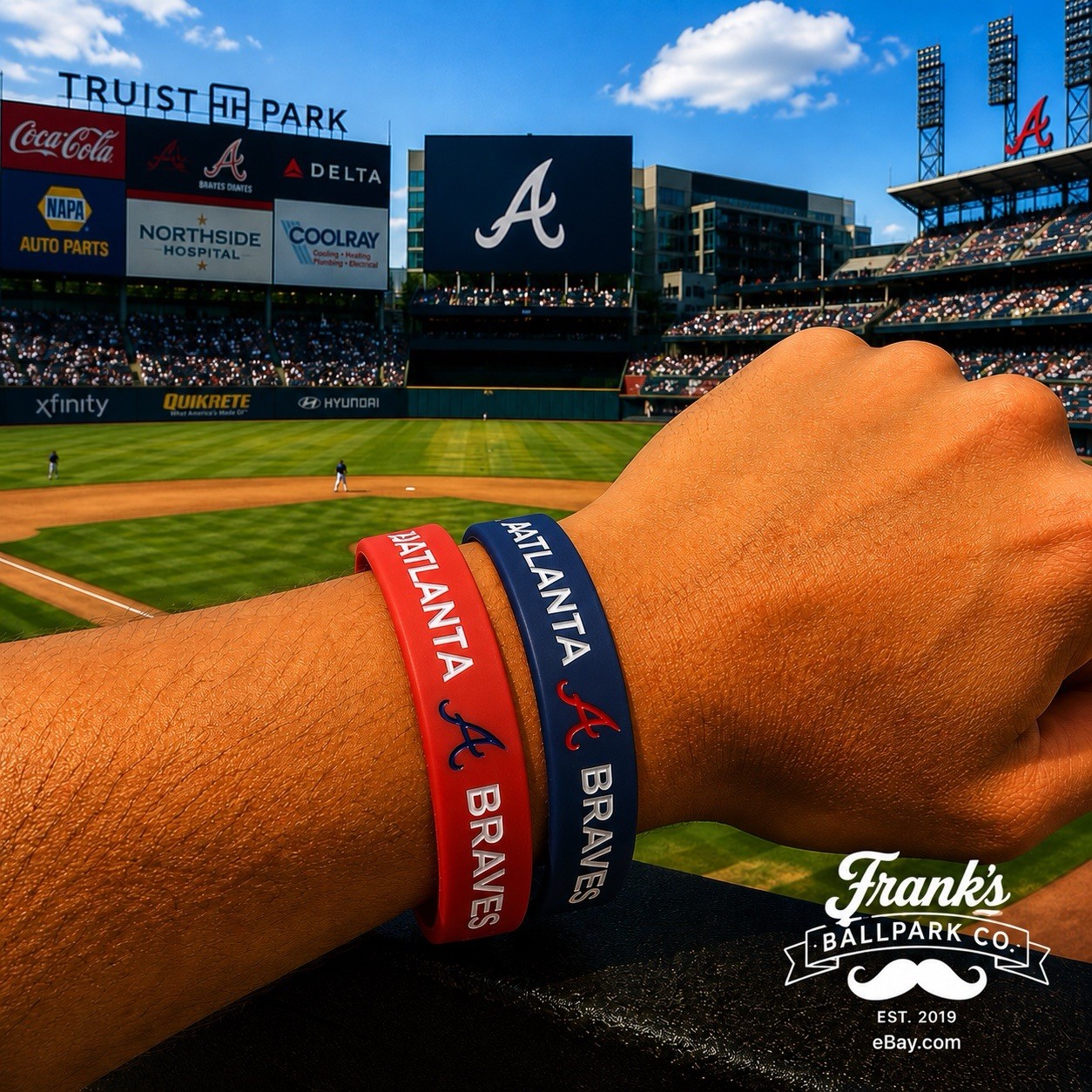 Atlanta Braves Silicone Wristbands Fan Bracelet Set Red & Blue MLB Baseball