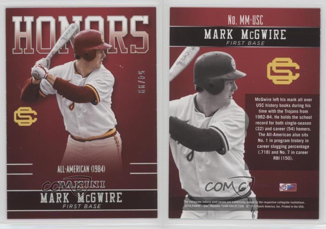 2015 Panini USC Trojans Honors Silver 54/99 Mark McGwire #MM-USC 0h1