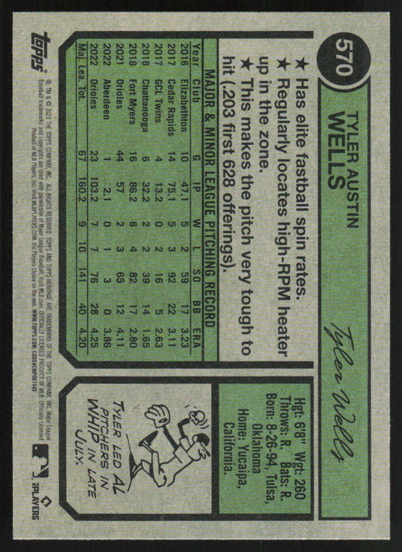 2023 Topps Heritage Tyler Wells #570 BASEBALL Baltimore Orioles